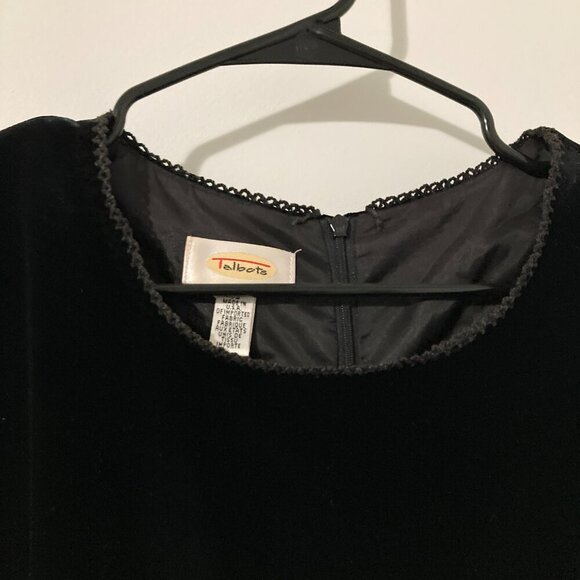 Talbots Size 10 Vintage Midi Black Velvet Dress Whimsigoth 90s Witch Straight - Picture 4 of 9
